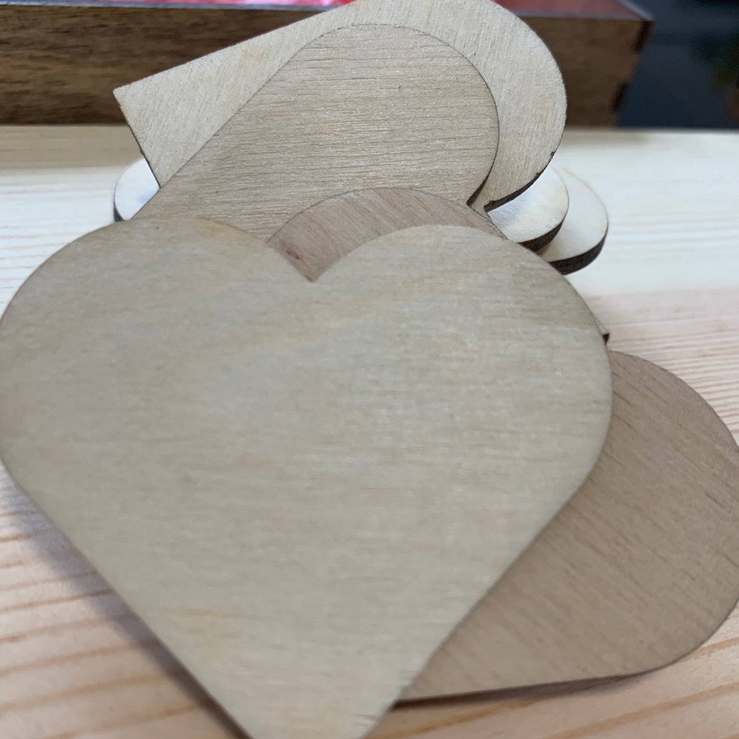 Unfinished Wooden Hearts, 50 Pcs Blank Bulk Wood Slices, Cut to shape, DIY Craft Cutout Pieces for Wedding, Unfinished Wood Heart