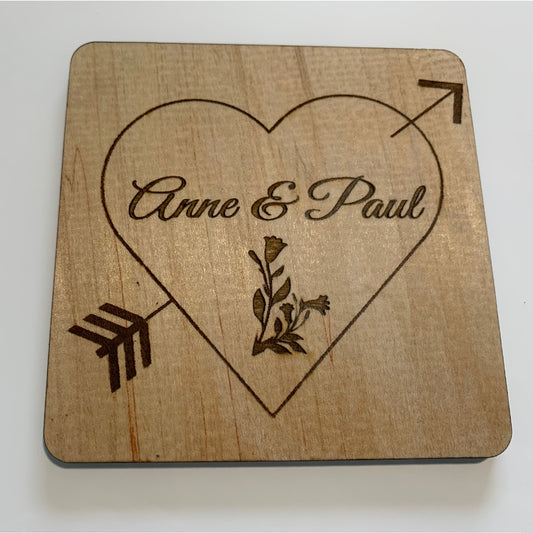 Set of 10, Heart with arrow wedding party favors, wedding party favors for guests, personalized wedding favors, custom wedding coasters