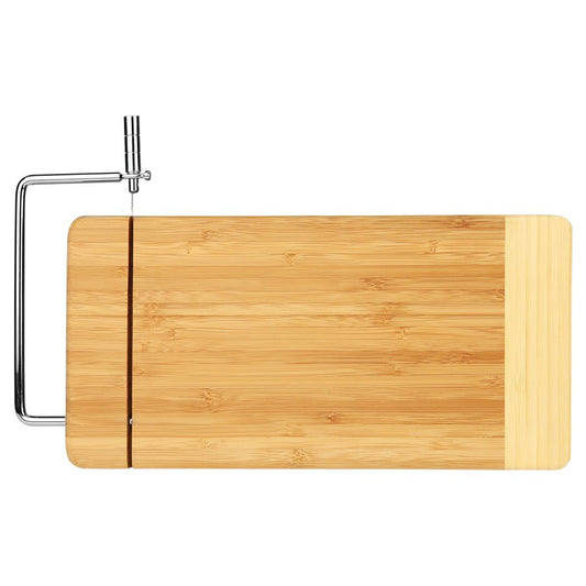 Two-Tone Bamboo Cutting Board with Metal Cheese Cutter, custom cutting board
