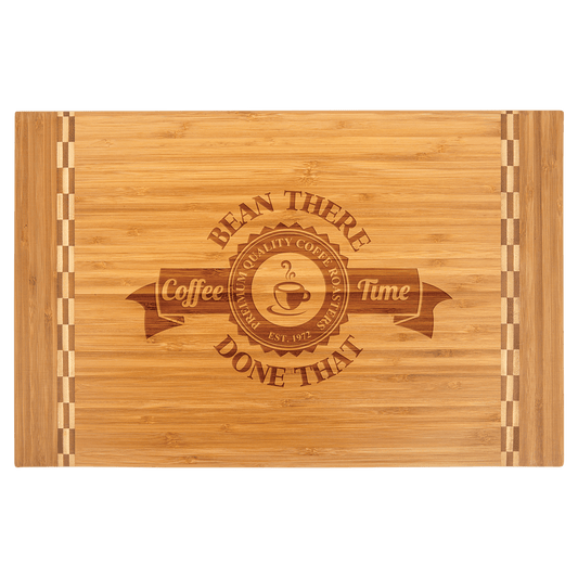 Bamboo Cutting Board with Butcher Block Inlay, custom cutting board