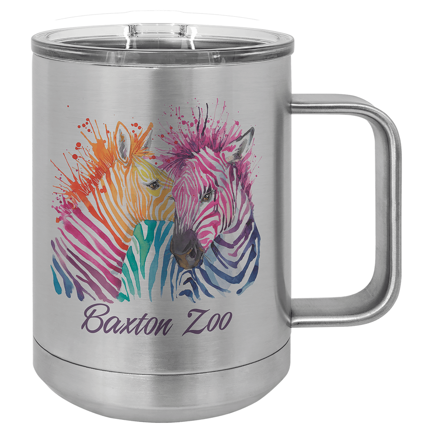 Polar Camel Stainless Steel 15 oz. Full Color Mug with Clear Slider Lid, Custom Mug