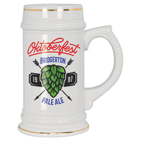 White 18 oz. Ceramic Stein