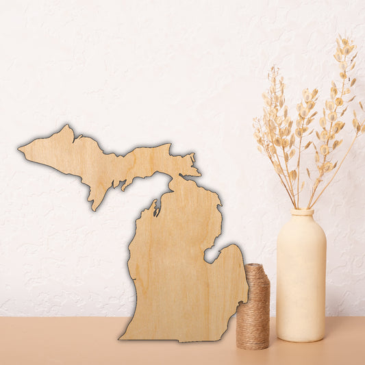 State of Michigan upper and lower blank wood for art, wood blank, blank wood, cut to shape wood