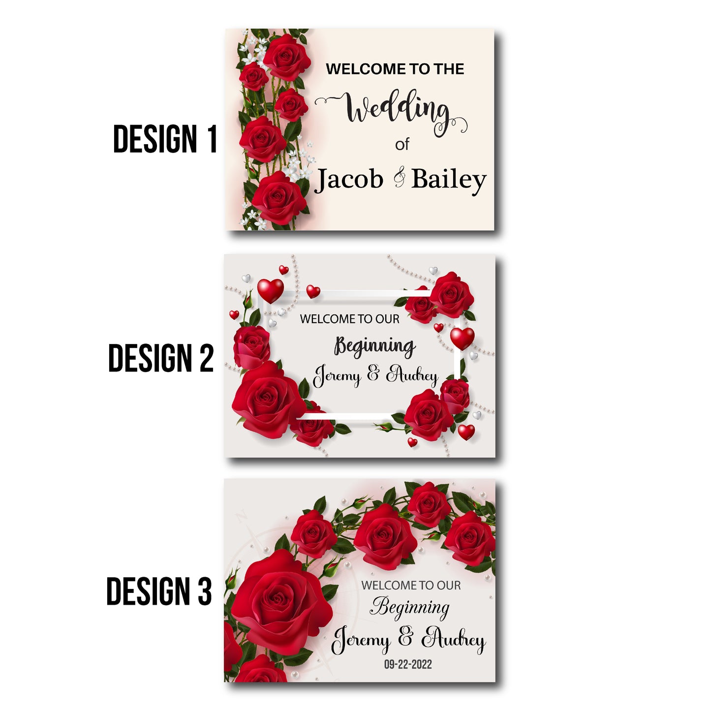 Elegant Red Roses Floral, Wedding Signs, 18X24 Wedding Signage Wedding Sign in Board, Wedding Welcome Sign, Custom Made Elegant Beautiful Rose Wedding Sign Ideas