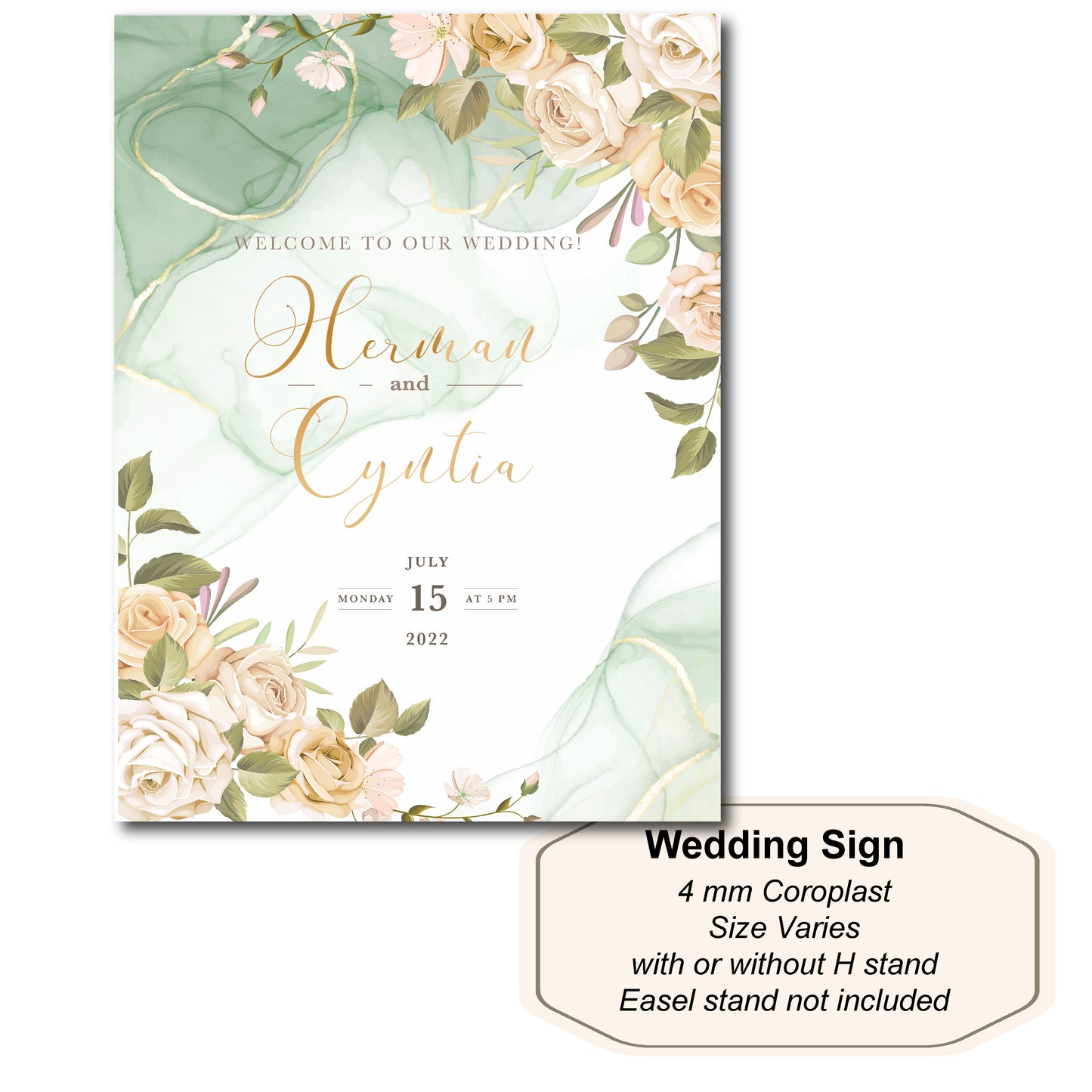 Elegant pastel Wedding Sign in Board, Wedding Signs, 18X24 Wedding Signage, Wedding Welcome Sign, Custom Made Elegant Beautiful Rose Wedding Sign Ideas