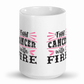 Fight cancer with fire mugs, 15 oz mugs, white ceramic personalized mugs, cup for coffee, soup, tea, latte, hot cocoa