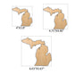 Set of 10 Upper and Lower State of Michigan shape blank wood, cut to shape wood, State of Michigan blank wood for art, wood blank, blank wood